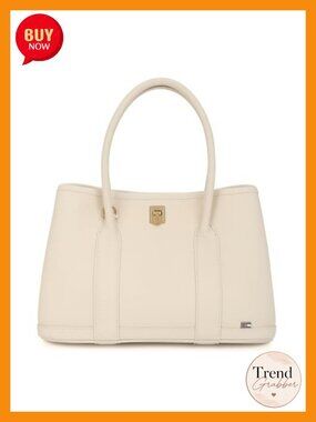 Top-grain Leather Shoulder Bag with Lock & Bonus Pouch